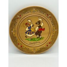 Vintage Bulgaria Wood Wall Plate Dancing Couple Collectible picture