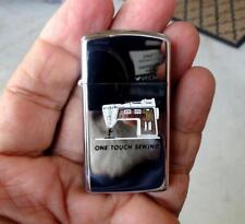 UNSTRUCK vintage ZIPPO SLIM Chrome SINGER ONE TOUCH SEWING Pocket Lighter ~1970~ picture
