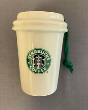 STARBUCKS 1992 GREEN AND WHITE TO GO CUP ORNAMENT CERAMIC RELEASED 2011  picture