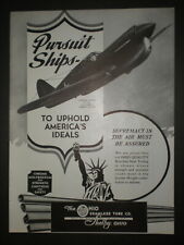 1941 CURTISS P40-D PURSUIT FIGHTER PLANE WWII vtg OHIO SEAMLESS TUBE Trade ad picture