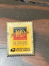 1900 2000 USPS Celebrating 100 Years Century Stamp History Collector Lapel Pin picture