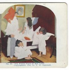 1898 The Pillow Fight at Bedtime, T.W. Ingersoll Steroview Card picture
