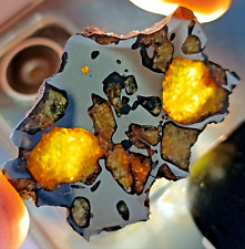 SUPERB 6.59g IMILAC PALLASITE METEORITE FULL SLICE w/ GLOWING OLIVINE CRYSTALS picture