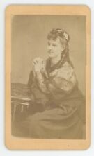 Antique CDV Circa 1870s Beautiful Young Woman With Long Curls Anderson, IN picture
