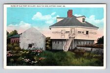 Kittery Point ME-Maine, Ruins Of Old Fort McClary, Vintage c1937 Postcard picture