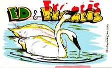Squeaky QSL CB Radio Card #1372 Ed & Francis Swans in Water Misprinted picture