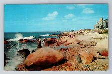 Weekapaug RI-Rhode Island, Misquamicut, Fishing on Rocks, Vintage Postcard picture