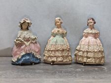 Antique Vintage Lace Lady Porcelain Figurine Statue Lot of 3 picture