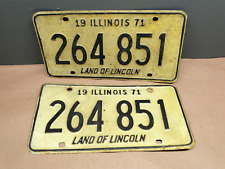 Illinois 1971 Pair Old License Plate Garage Set Vtg Man Cave Decor Bar Crafts picture