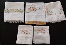 Lot of 5 single Embroidered Vintage Pillowcases Hand Made* 2 Childrens? picture