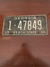 Vintage 1959 Georgia Peach State License Plate 1-47849 picture