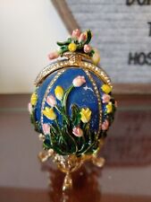 1898 Lilies Of The Valley Royal Imperial Easter Egg w/ Photo Insert Blue Flowers picture