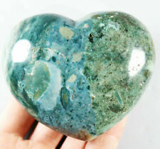 0.95lb Amazing Natural Ocean Jasper Crystal Agate Geode Heart Jasper Reiki Stone picture