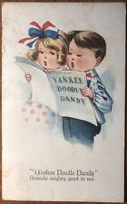 Patriotic Art Postcard Little Boy and Little Girl Singing “Yankee Doodle Dandy” picture