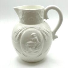 Minton Vintage Early 20th Century White Raised Relief Bone China Handle Pitcher picture