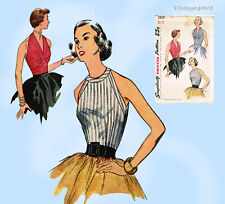 Simplicity 3839: 1950s Chic Uncut Misses Halter Top 34 B Vintage Sewing Pattern picture