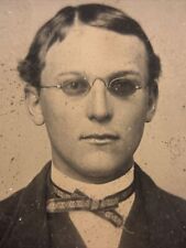Tintype Young Victorian Era Man with Glasses Circa 1880’s picture