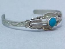Fred Harvey Navajo Sterling Silver Turquoise Cuff Bracelet picture
