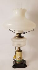 Antique Vintage Parlor Banquet Oil Lamp Electric Hand Painted Porcelain Base picture