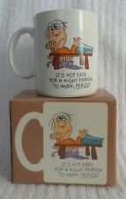 Vtg Shoebox Greetings HALLMARK MUG It's Not Easy For Night Person to Work JAPAN picture