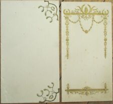 French Menu Blank 1910 Pair, Art Nouveau Clover, Gold Vignettes, Folding picture