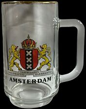 Vintage Amsterdam Gold Rimmed Beer Glass/Mug. Valiant-Steadfast-Compassionate. picture