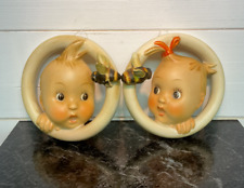 Vintage Set of 2 HUMMEL “Ba-Bee” Boy & Girl Rings 30/0A & 30/0B 5” Wall Plaques picture