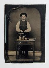 ca.1870s OCCUPATIONAL TINTYPE APOTHECARY PHARMACIST w SCALE MORTAR & PESTLE etc. picture