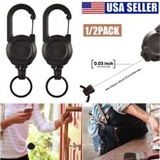 2Pcs Retractable Key Chain Reel Holder Heavy Duty Cord Carabiner Key Holder USA picture