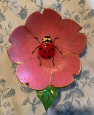 Vintage Painted Ladybug Brass Trinket Dish picture