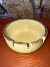 Vintage Heath Ceramic Pottery Ashtray 3 Slot Avocado Pea Green Brown Mustard picture
