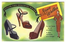 Grace Walker Women's Fashion Shoes 1950 Rare Curt Teich Sample Postcard picture