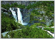 Skjervefossen or Skjervsfossen Waterfall - Norway (6 X 4 in) Postcard 9615 picture
