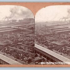 c1900s Chicago Union Stock Yard Birds Eye Factory Farm Real Photo Stereoview V46 picture
