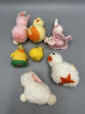 Set Of 7 Vintage Pom Pom Easter Bunny And Chick Plus More picture