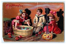 1912 Halloween Raphael Tuck - No 150 Bobbing Apples Pumpkins Kids Witches  picture