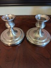 Pair Of Baldwin Brushed Pewter Silver Taper Candle Holders 3