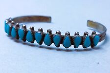 Old Pawn Navajo Single Row Turquoise Sterling Silver Cuff Bracelet picture