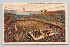 Postcard Arena Auditorium Interior Kansas City Missouri, Vintage Linen N20 picture