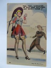 Vintage Postcard - Cartoon Humor - Man Admiring Pretty Woman - Unused picture
