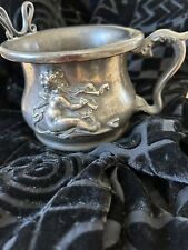 Rare Antique Silverplate Cup/Container with Repousse Cherub & Lid picture