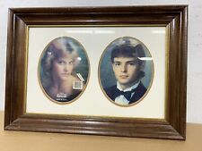 Vintage Dark Finish Wood Picture Frame 17 X 24 With Mat For 2 Ea 8 X 10 Pictures picture