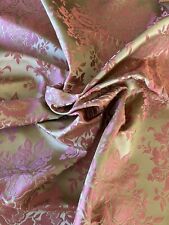 Designer Brocade Fabric Upholstery  Damask Olive Gold Peach 60