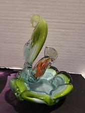 Vintage Blown Art Slag Glass Rooster Ashtray  picture
