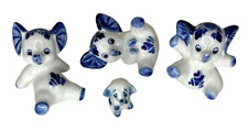 Blue and White Porcelain Tumbling Elephant Figurines x 3 Plus Bonus Baby picture
