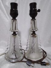 Vintage Pair Clear Hobnail Bubble Glass Bedroom Table Lamps Art Deco -Tested- picture