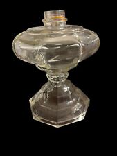 Antique Oil Lamp Clear Glass Beaded Stem Large Octagon Bowl & Base picture