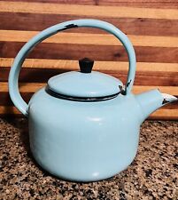 VTG Turquoise Blue Enamel Teapot Made In France- Country Rustic Farmhouse Look picture