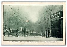 1920 Village Park Soldiers Monument Winter Boonville New York Vintage Postcard picture