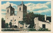 Postcard Mission Concepcion Built 1713 San Antonio Texas TX 1925 White Border picture